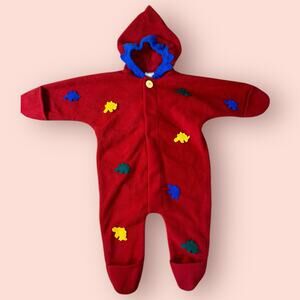 Vintage 90s colorful winter one piece dinosaur baby boy snow suit warm